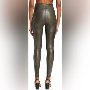 SPANX Olive Faux Leather Croc Shine Leggings Bodycon XS pants animal print